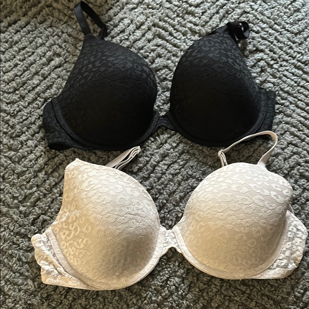 Elegant Black and Cream Lace Bras